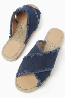 Buy Casta er Blue Palmera Espadrille Slides in Canvas for Women in UAE Ounass