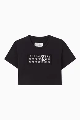 Buy MM6 Black Logo T Shirt in Cotton for Girls in UAE Ounass
