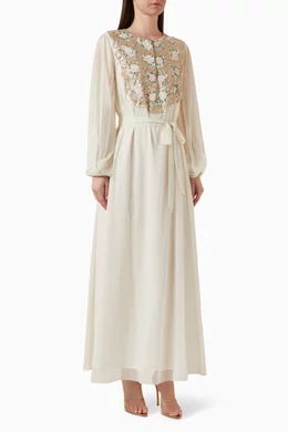 Buy Pankaj Nidhi Green Aurilium Embroidered Maxi Dress in Chiffon for Women in UAE Ounass