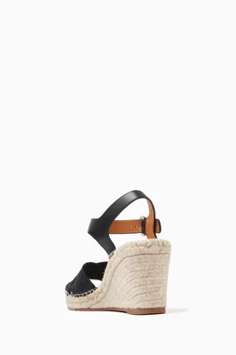 Buy Chlo Black Piia 80 Wedge Sandals in Leather for Women in UAE Ounass