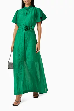 Buy Baruni Green Clematis Maxi Dress in Organza for Women in UAE Ounass