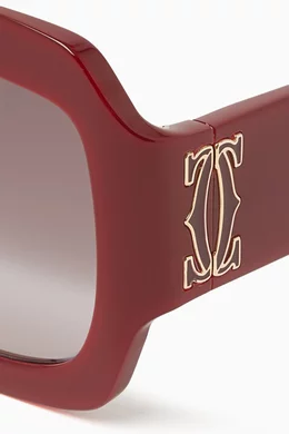 Buy Cartier Red Double C Square Sunglasses in Recycled Acetate for