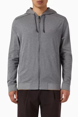 Buy BOSS Silver Zip up Hoodie in Cotton Towelling for Men in UAE