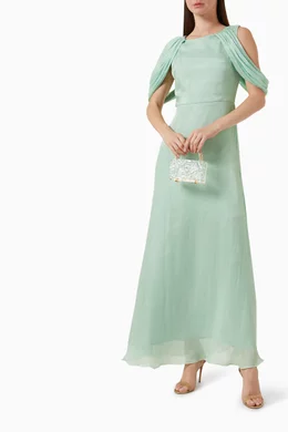 Open shoulder maxi online dress