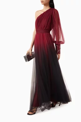 One shoulder deals ombre dress