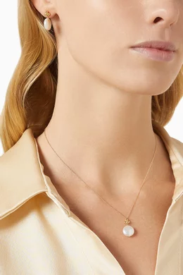 Buy Damas Yellow Kiku Pearl Coin Dangle Necklace in 18kt Gold for