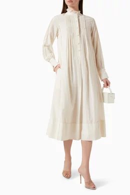 Buy SWGT Neutral Button down Shirt Midi Dress for Women in UAE