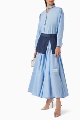 2 piece blue outlet jean skirt set