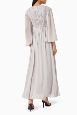Grey chiffon sale embellished maxi dress