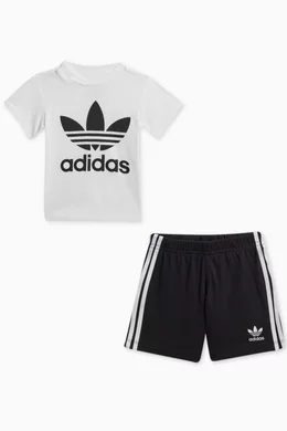 Buy adidas White Trefoil T shirt Shorts Set in Cotton Jersey for