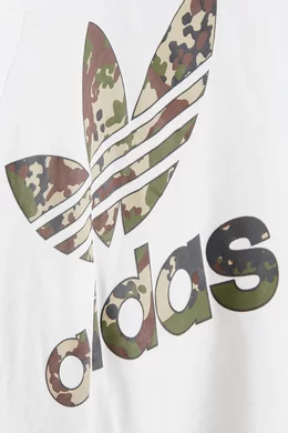 Buy adidas White Camo Logo Print T shirt in Cotton jersey for Boys in UAE Ounass