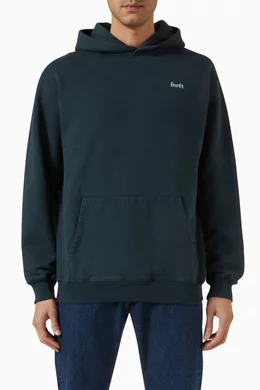 Buy Foret Blue Noon Logo embroidered Hoodie in Organic Cotton for Men in UAE Ounass