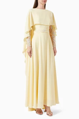 Buy NASS Yellow Embellished Maxi Dress in Chiffon for Women in