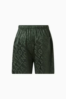 Buy Balenciaga Green Unisex All over Logo Pyjama Shorts in