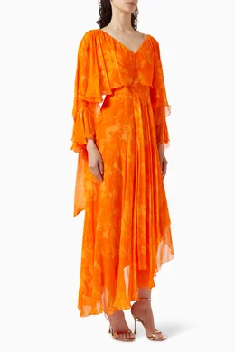 Orange silk online maxi dress