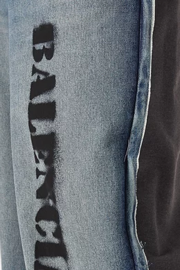Buy Balenciaga Blue Stencil Type Hybrid Baggy Pants in Denim for