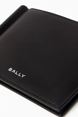Buy Bally Black Logo Bifold Clip Wallet in Calf Leather for Men in