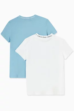 Buy Calvin Klein Blue Intarsia Logo T shirts in Cotton Set of 2 for Boys in UAE Ounass