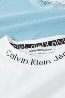 Buy Calvin Klein Blue Intarsia Logo T shirts in Cotton Set of 2 for Boys in UAE Ounass