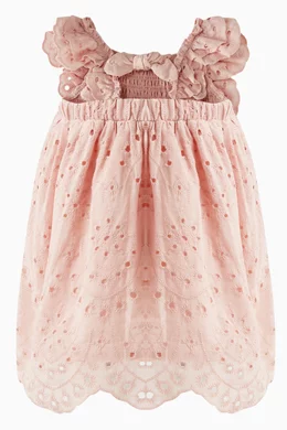 Buy Miniclasix Purple Ruffles detail Dress for Baby Girls in UAE
