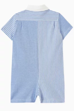 Buy Polo Ralph Lauren Blue Polo Romper in Cotton for Baby Boys in