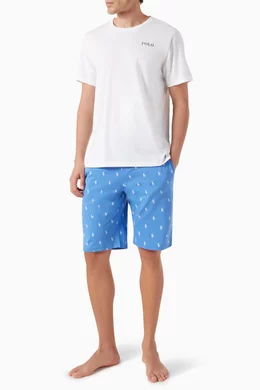 Buy Polo Ralph Lauren Blue All over Pony Shorts in Cotton for Men
