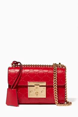 Buy Gucci Red Red Padlock GG Embossed Leather Bag For Women Online Ounass UAE