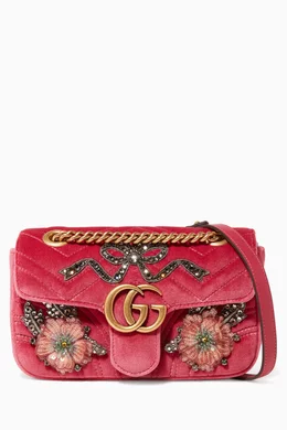 Gg marmont embroidered velvet mini bag best sale