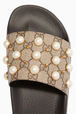 Gucci supreme pearl slides shop