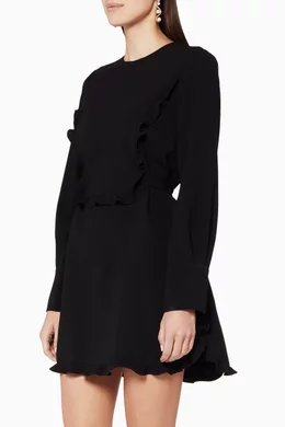 Buy Miu Miu Black Black Ruffled Mini Dress For Women Online 