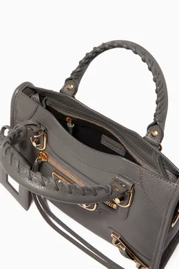 Buy Balenciaga Grey Mini Classic Metallic Edge City Bag For Women