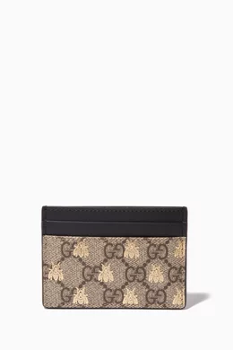 Buy Gucci Black Beige Bee Print GG Supreme Cardholder For Women Online Ounass UAE