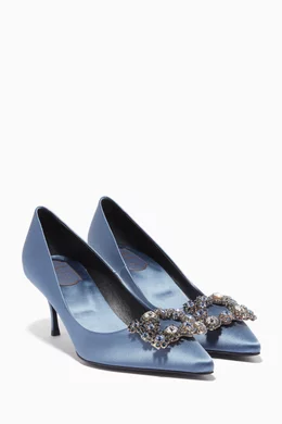 Buy Roger Vivier Blue Dove Blue Flower Strass Embellished Pumps For Women Online Ounass UAE