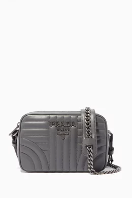 Buy Prada Grey Dark-Grey Diagramme Quilted Camera Cross-Body Bag