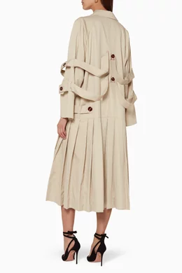 Buy Isa Arfen Neutral Beige Pleated Trench Coat For Women Online Ounass UAE