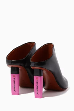 Buy Vetements Black Black Leather Highlighter Heel Mules For Women Online Ounass UAE