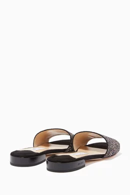 Buy Jimmy Choo Blue Twilight Glitter Joni Slides in Leather For Women Online Ounass UAE