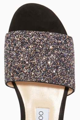Buy Jimmy Choo Blue Twilight Glitter Joni Slides in Leather For Women Online Ounass UAE
