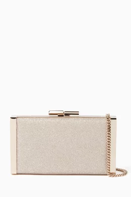 Buy Jimmy Choo Neutral Platinum Ice J Box Dusty Glitter Clutch Bag