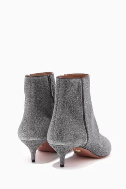 Buy Aquazzura Silver Silver Lurex Quant Booties For Women Online Ounass UAE