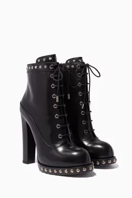 Buy Alexander McQueen Black Black Hobnail Studded Platform Boots For Women Online Ounass UAE