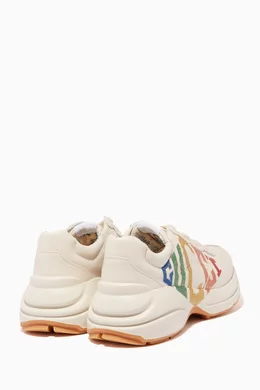 Buy Gucci White White Rhyton Glitter Leather Sneakers For Women Online Ounass UAE