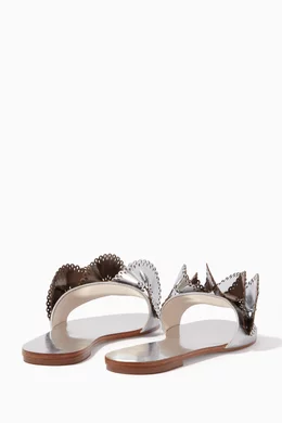 Buy Sophia Webster Silver Metallic Silver Ruffled Soleil Slides For Women Online Ounass UAE
