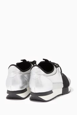 Buy Balenciaga Silver Silver Black Race Runner Low Top Sneakers For Women Online Ounass UAE