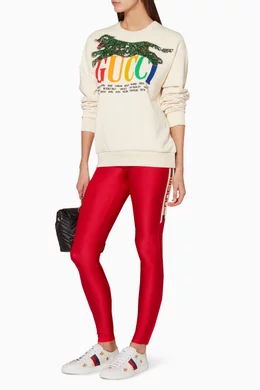 Buy Gucci Multicolour Red Gucci Logo Leggings For Women Online Ounass UAE