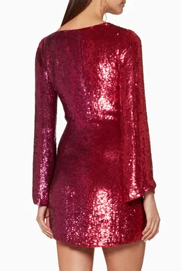 Buy Retrofete Burgundy Burgundy Pink Embellished Christine Dress For Women Online Ounass UAE