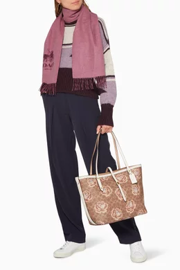 Market tote in signature rose print top