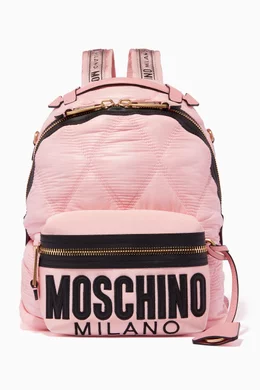 Buy Moschino Pink Quilted Nylon Logo Backpack For Women Online Ounass UAE