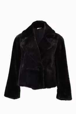Buy Vince Black Black Plush Faux Fur Coat For Women Online Ounass UAE