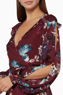 Buy Nicholas Burgundy Burgundy Floral Wrap Dress For Women Online Ounass UAE